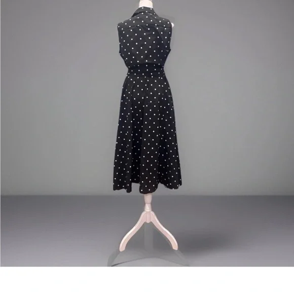 Tommy Hilfiger 100% Cotton Black and White Polka Dot Midi Dress - Picture 7 of 9